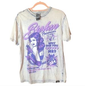 Broken Promises acid wash t shirt purple comic vintage phone graphic